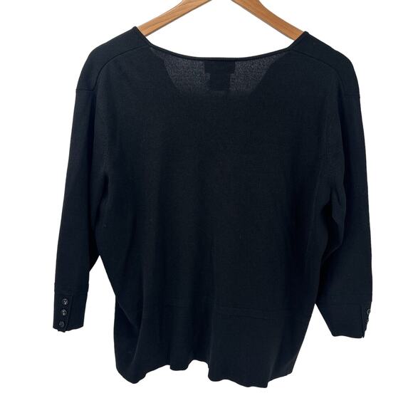 Talbots Sweater Womens Petite 1X Black Cardigan Rayon Knit V-Neck Crop Vintage - Picture 4 of 7